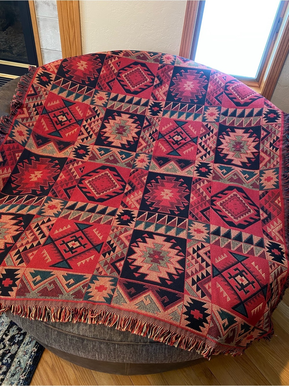 Vintage Goodwin Weavers Throw Blanket Tapestry Aztec Southwest 48”x68”